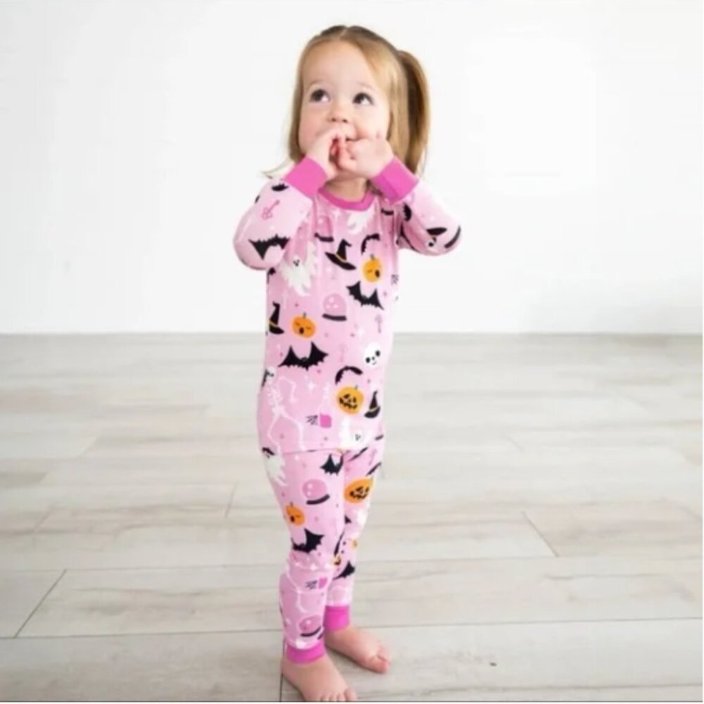 Little Sleepies Kids Glowing Ghouls Two-Piece Pajama Set - PINK - Size 5/6